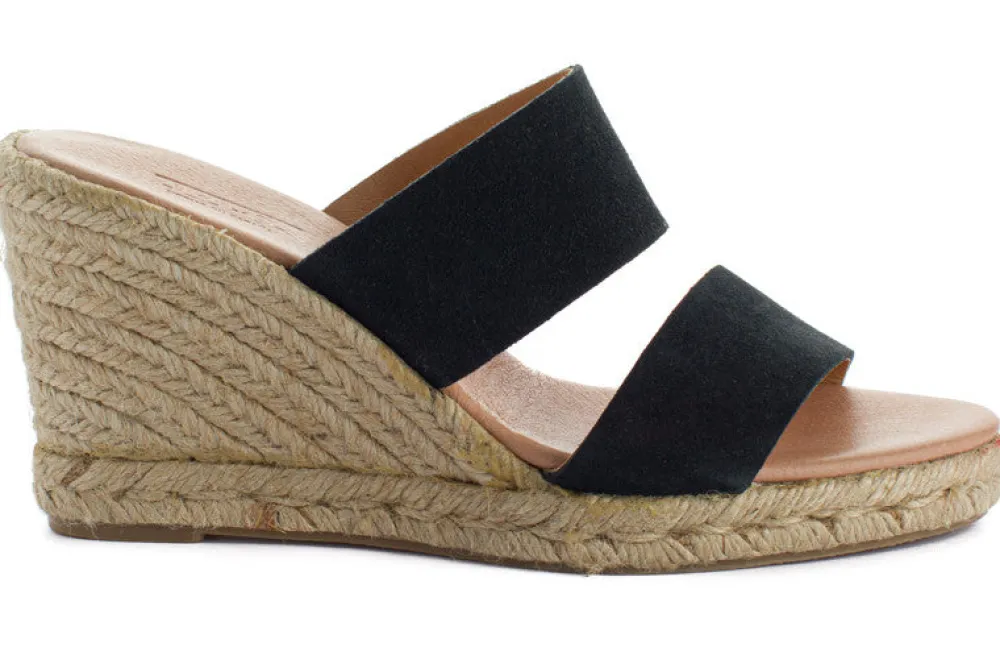 Abarca Shoes Alpargatas Con Cuñas^Alpargatas Cuna Piel Cabrera Negro