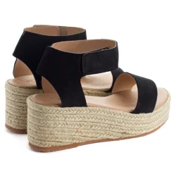 Abarca Shoes Alpargatas Con Cuñas^Alpargatas Cuna Piel Mallorca Negro