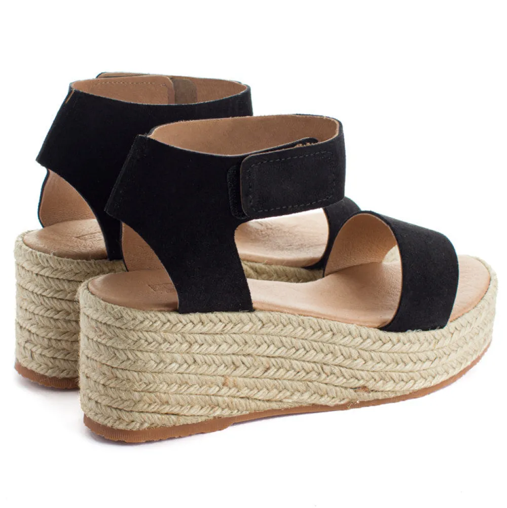 Abarca Shoes Alpargatas Con Cuñas^Alpargatas Cuna Piel Mallorca Negro