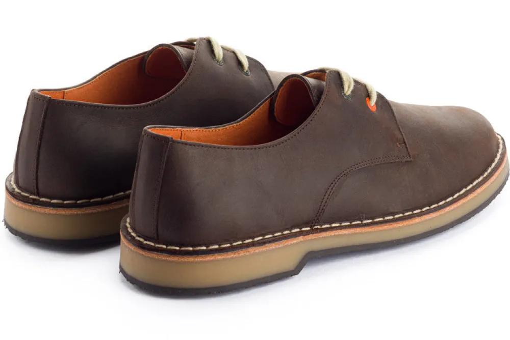 Abarca Shoes Zapatos De Piel^Blucher Piel Encerada Cafe