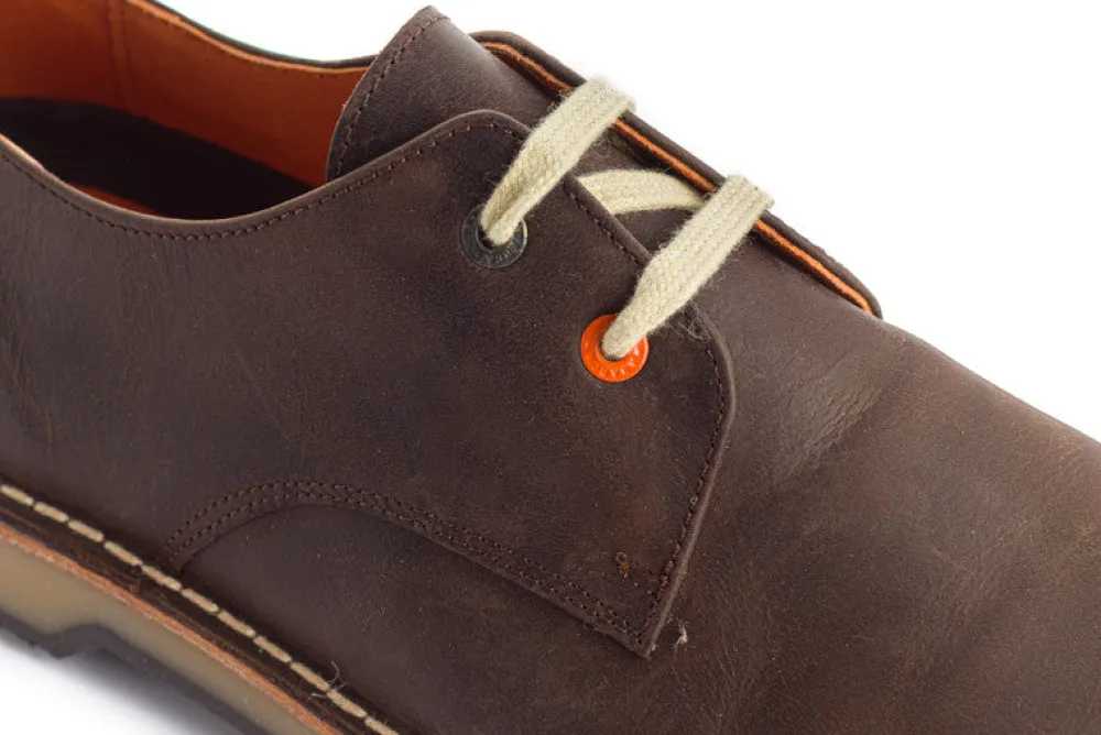 Abarca Shoes Zapatos De Piel^Blucher Piel Encerada Cafe