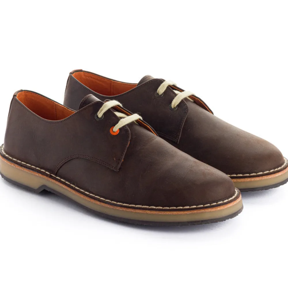 Abarca Shoes Zapatos Blucher^Blucher Piel Encerada Cafe