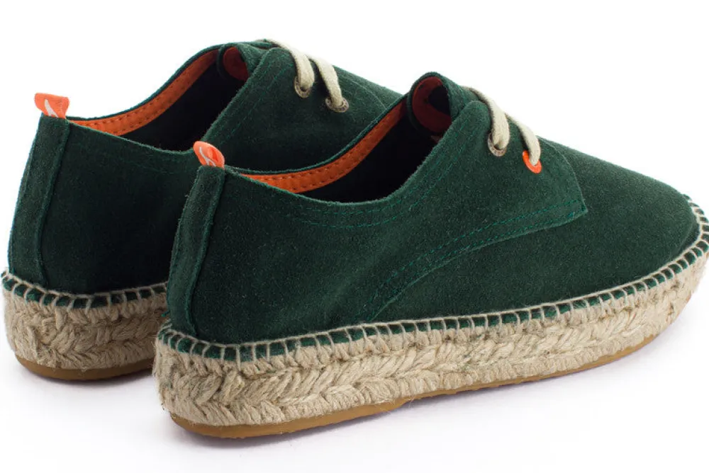 Abarca Shoes Alpargatas Con Cordones^Blucher Piel Esmeralda
