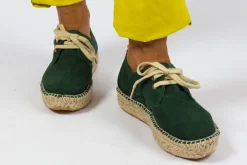 Abarca Shoes Alpargatas Con Cordones^Blucher Piel Esmeralda
