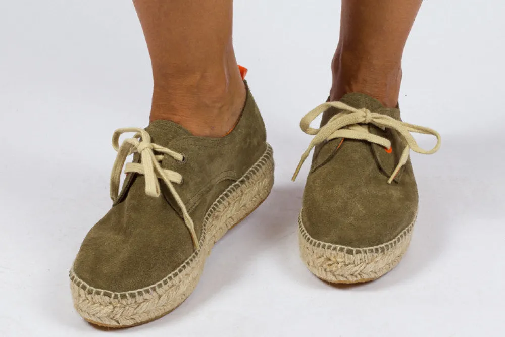 Abarca Shoes Alpargatas Con Cordones^Blucher Piel Kaki