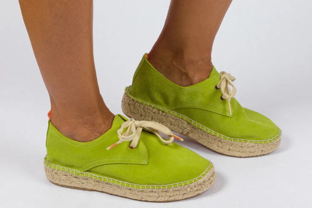 Abarca Shoes Alpargatas Con Cordones^Blucher Piel Pistacho