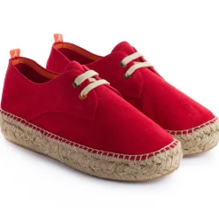 Abarca Shoes Alpargatas De Verano^Blucher Piel Rojo 556