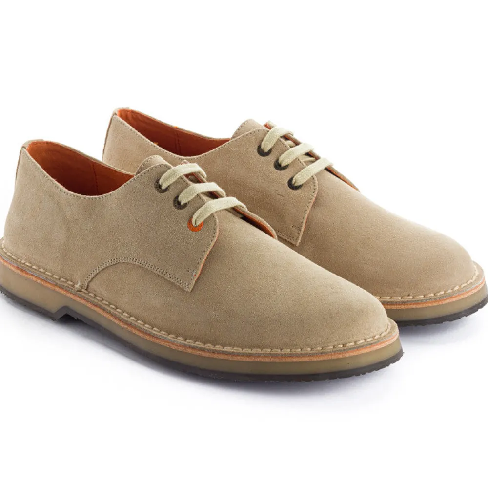 Abarca Shoes Zapatos Blucher^Blucher Piel Serraje Beige
