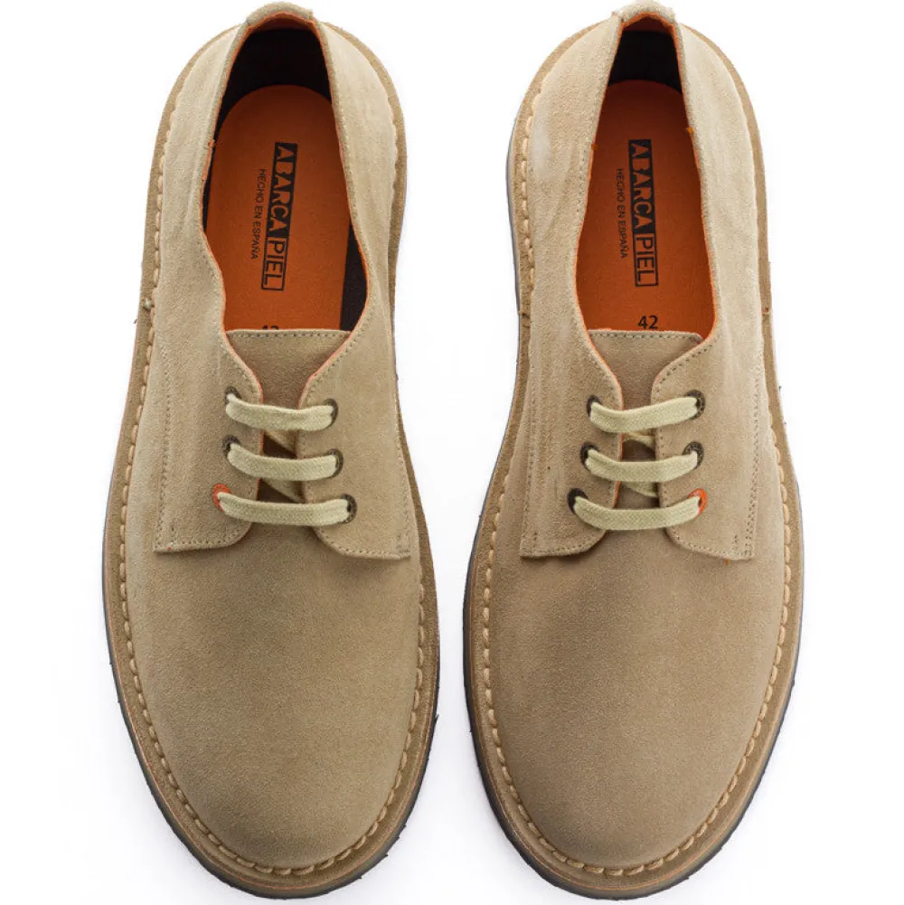 Abarca Shoes Zapatos Blucher^Blucher Piel Serraje Beige