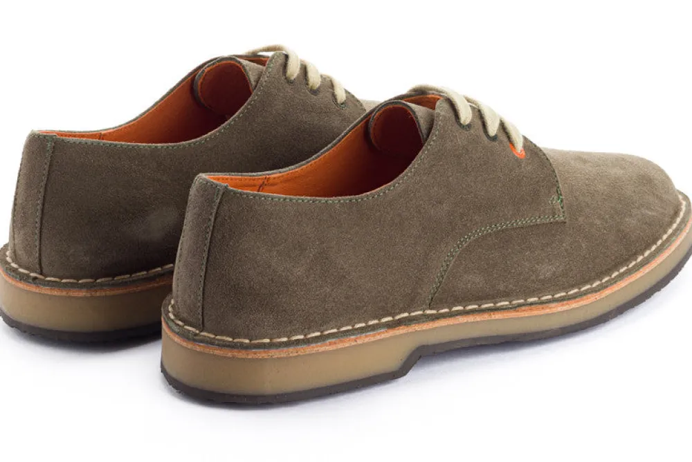 Abarca Shoes Zapatos De Piel^Blucher Piel Serraje Gris Verde