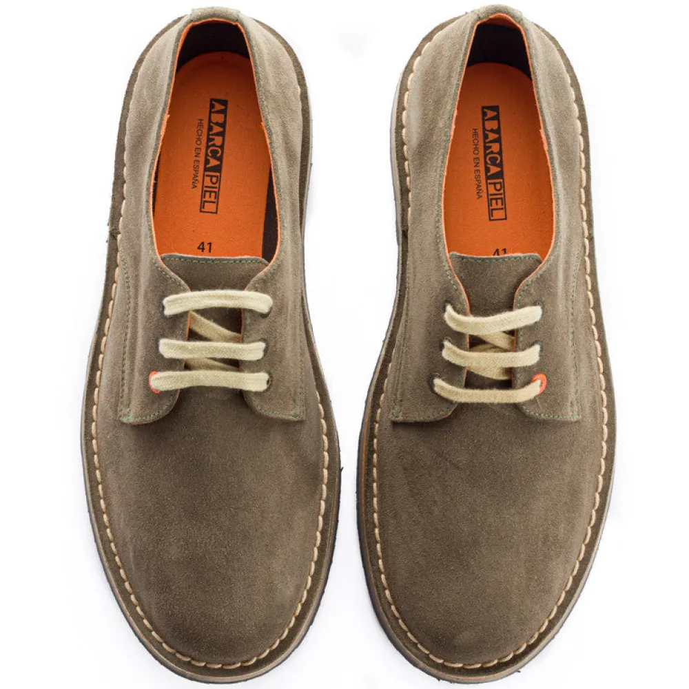 Abarca Shoes Zapatos De Piel^Blucher Piel Serraje Gris Verde