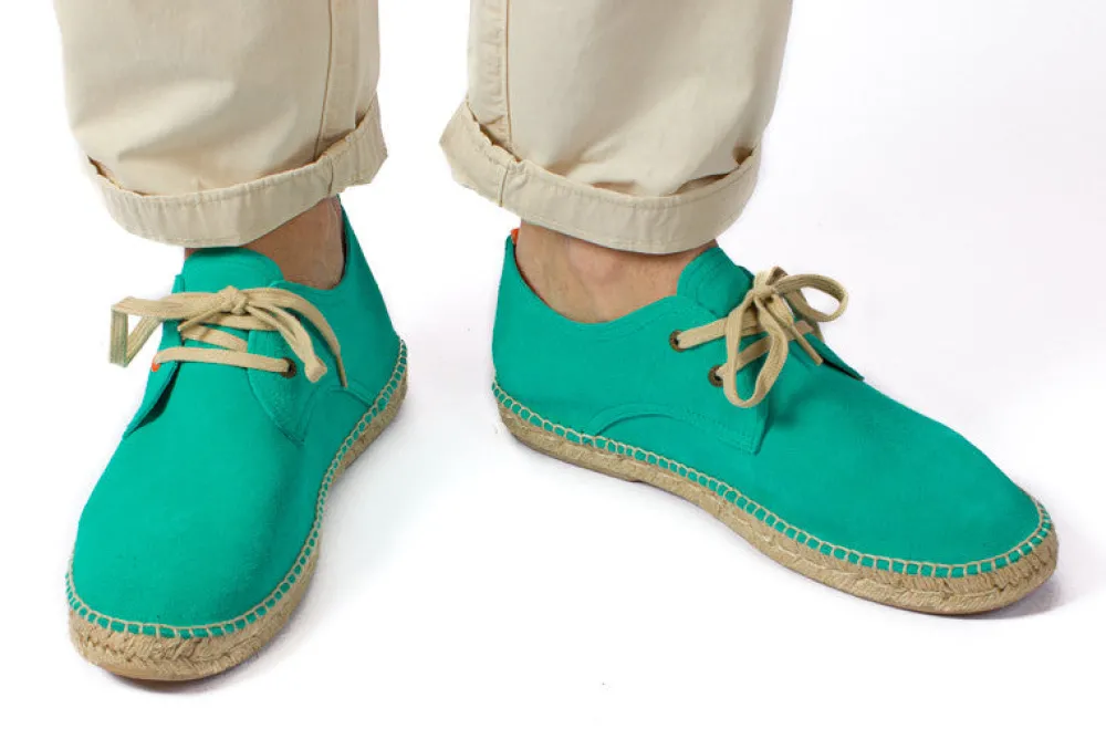 Abarca Shoes Alpargatas De Verano^Blucher Piel Turquesa