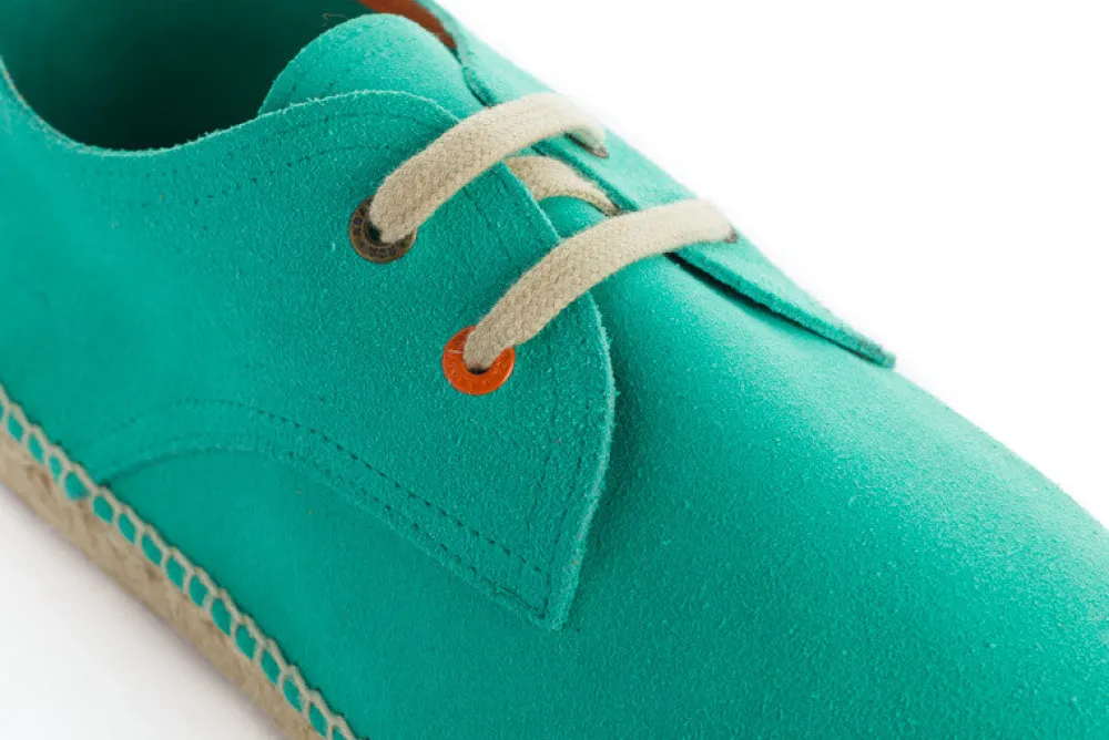 Abarca Shoes Alpargatas Con Cordones^Blucher Piel Turquesa