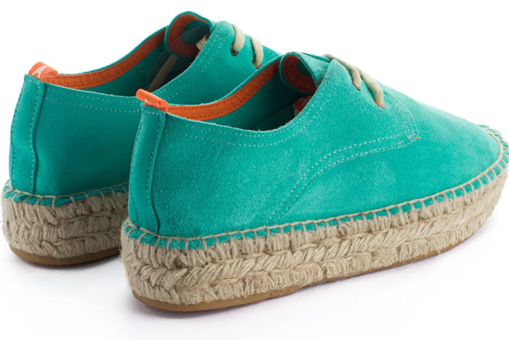 Abarca Shoes Alpargatas De Verano^Blucher Piel Turquesa