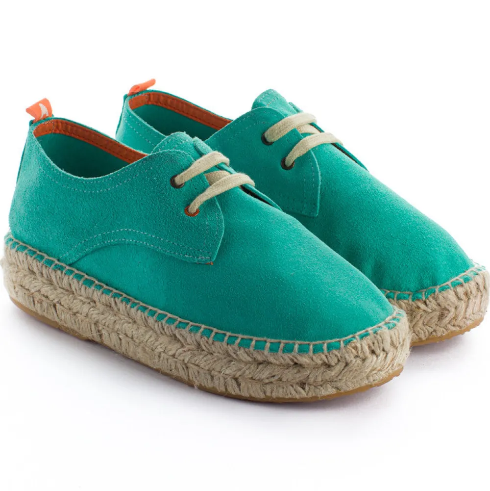 Abarca Shoes Alpargatas De Verano^Blucher Piel Turquesa