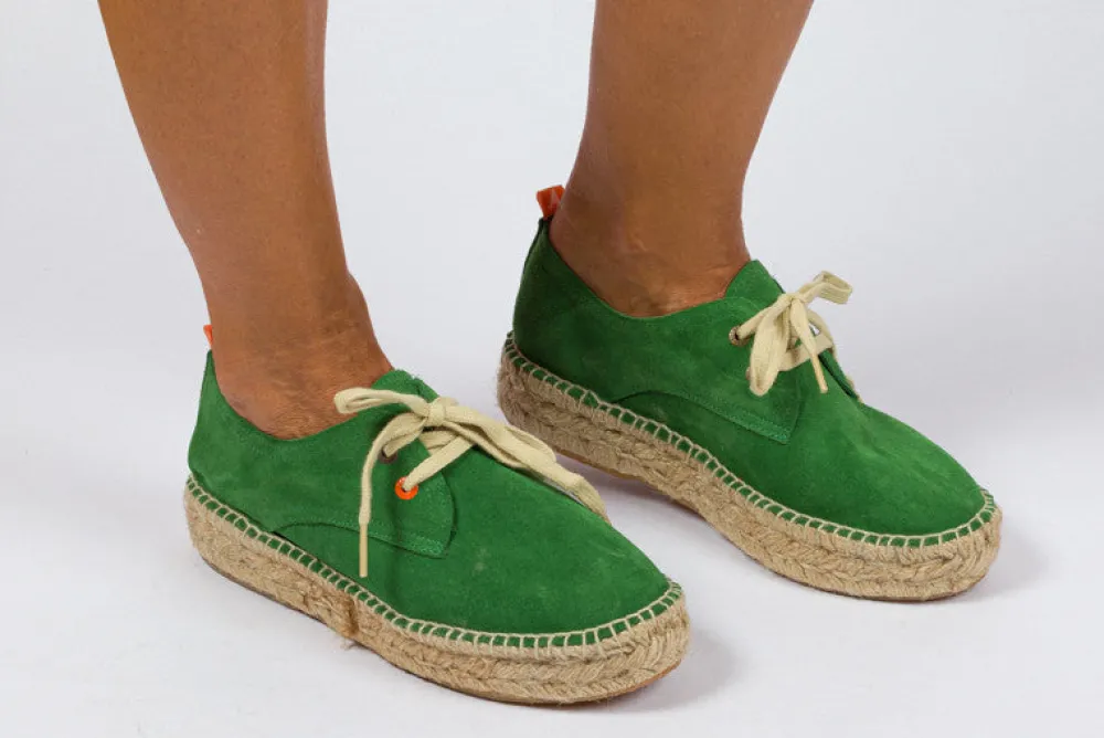 Abarca Shoes Alpargatas Con Cordones^Blucher Piel Verde