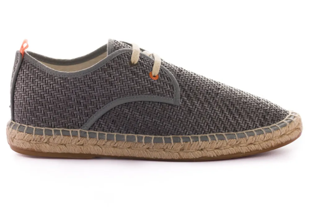 Abarca Shoes Alpargatas Con Cordones^Blucher Rafia Gris