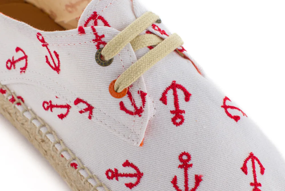 Abarca Shoes Alpargatas De Verano^Blucher Terra Anclas Blanco
