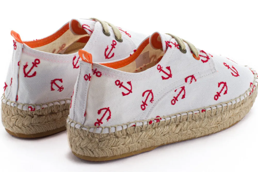 Abarca Shoes Alpargatas Con Cordones^Blucher Terra Anclas Blanco