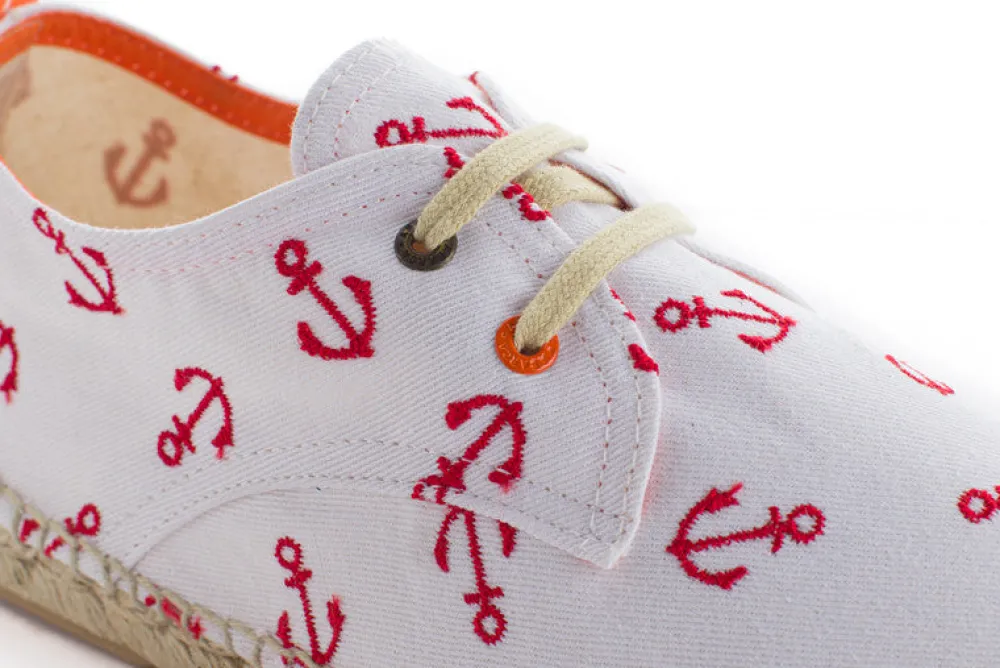Abarca Shoes Alpargatas De Verano^Blucher Terra Anclas Blanco