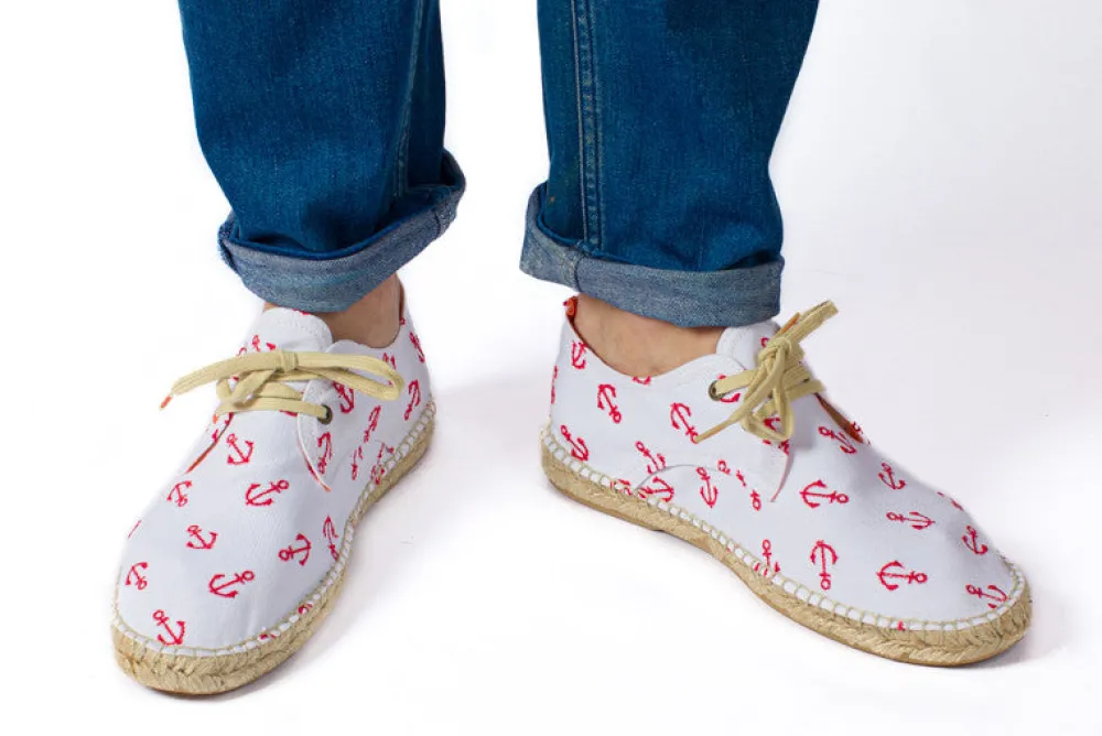 Abarca Shoes Alpargatas De Verano^Blucher Terra Anclas Blanco