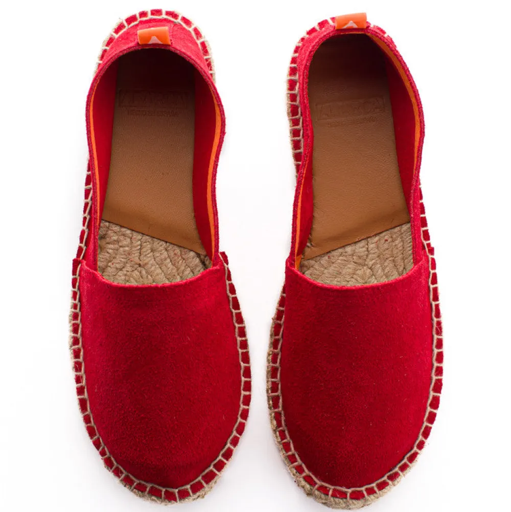 Abarca Shoes Alpargatas De Verano^Camping Piel Rojo Para Mujer