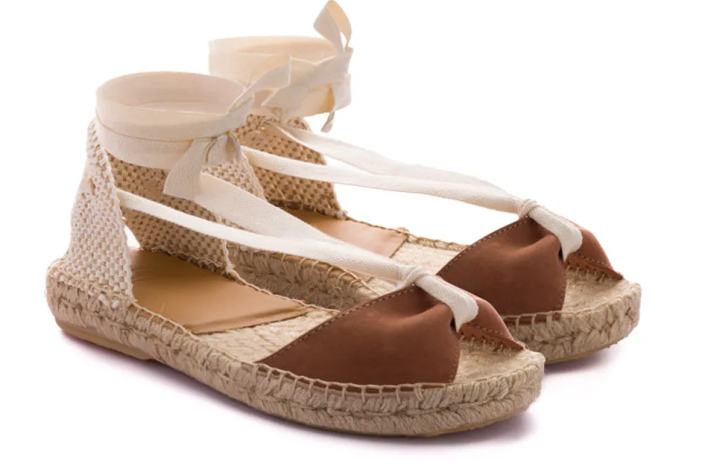Abarca Shoes Alpargatas Yute^Menorquinas Cinta Nobuck Brandy