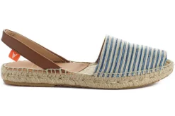 Abarca Shoes Alpargatas De Verano^Menorquinas Piel Con Rayas Azules