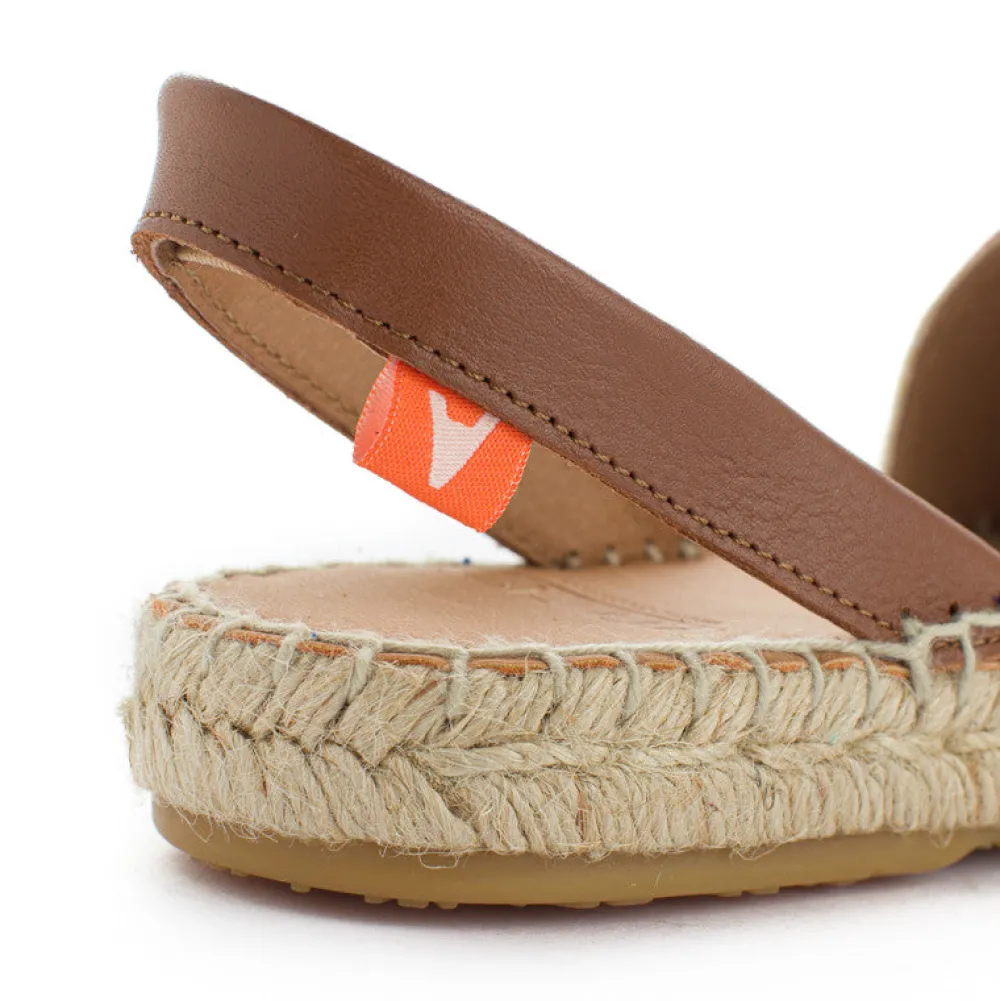 Abarca Shoes Alpargatas De Verano^Menorquinas Piel Con Rayas Rojas