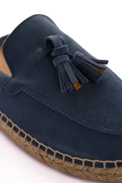 Abarca Shoes Alpargata Mocasín^Mocasín Abierto Borlas Piel Aguamar