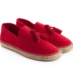 Abarca Shoes Alpargata Mocasín^Mocasín Borlas Piel Rojo