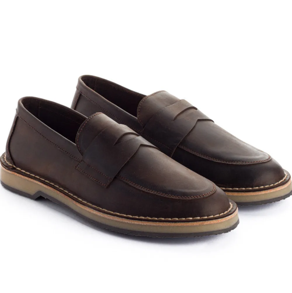 Abarca Shoes Zapatos De Piel^Mocasín Piel Encerado Cafe