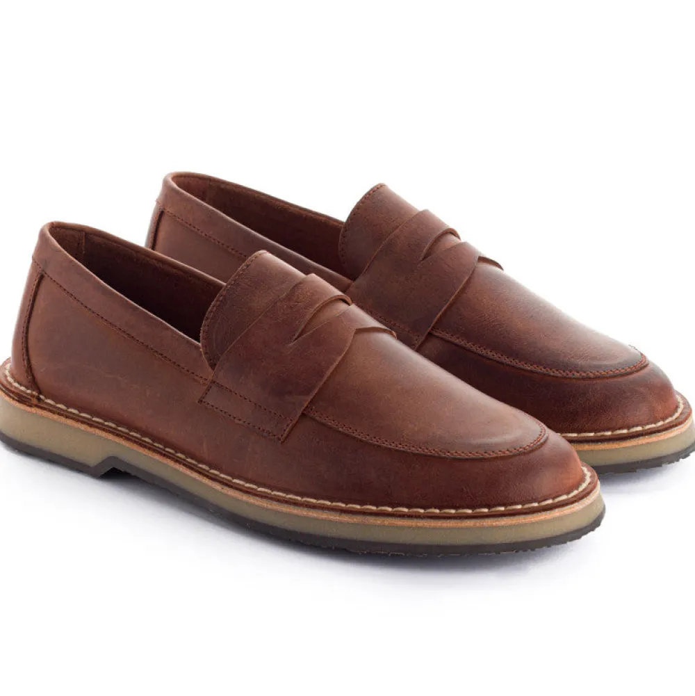 Abarca Shoes Zapatos De Piel^Mocasín Piel Encerado Roble