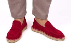 Abarca Shoes Alpargatas De Verano^Mocasín Piel Rojo Ingles