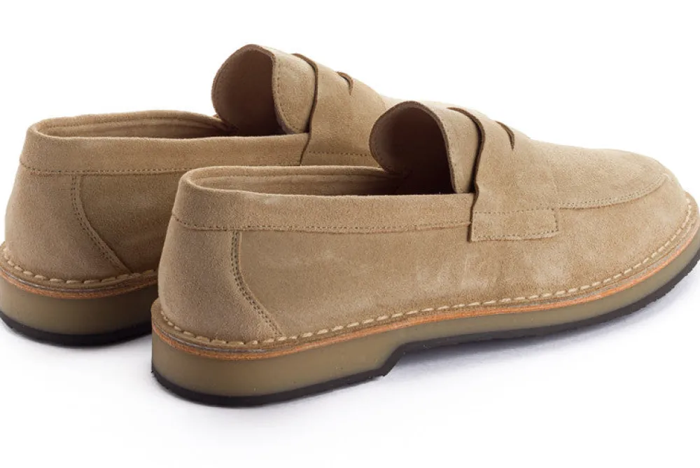 Abarca Shoes Zapatos De Piel^Mocasín Piel Serraje Beige