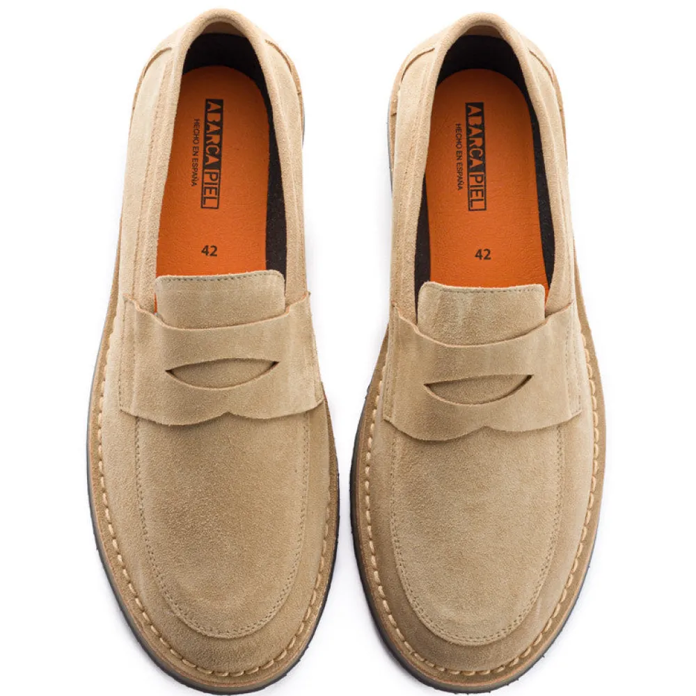 Abarca Shoes Zapatos De Piel^Mocasín Piel Serraje Beige