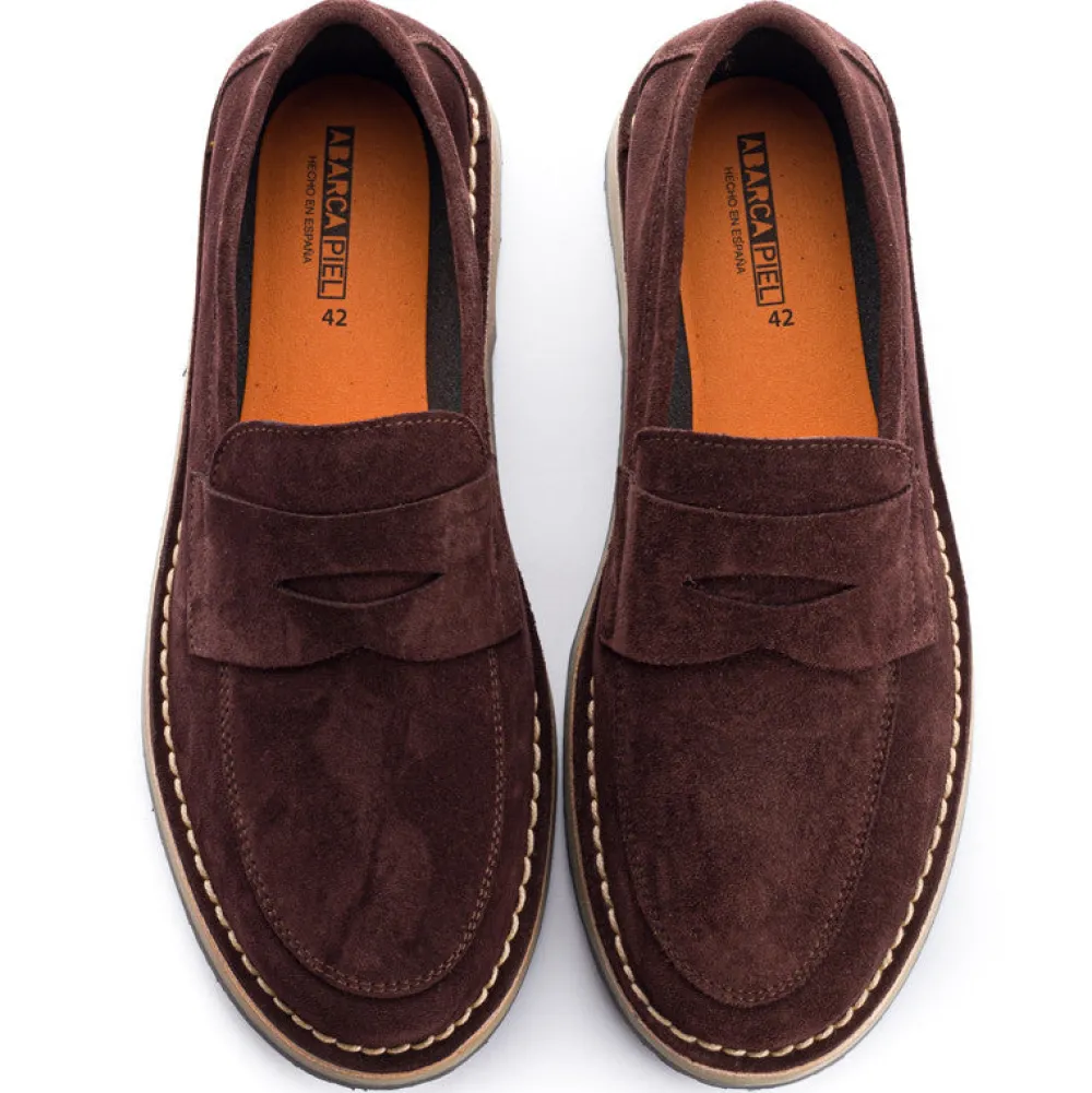 Abarca Shoes Zapatos De Piel^Mocasín Piel Serraje Chocolate