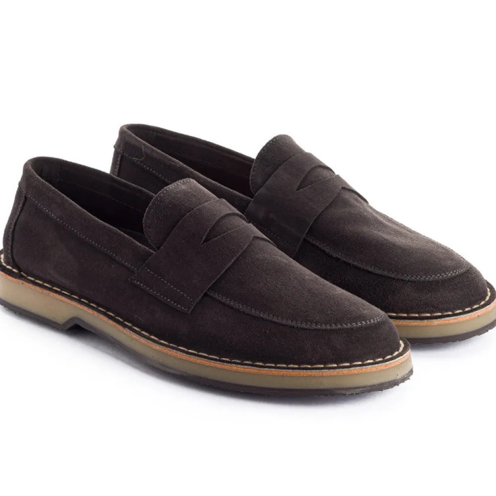 Abarca Shoes Zapatos De Piel^Mocasín Piel Serraje Gris