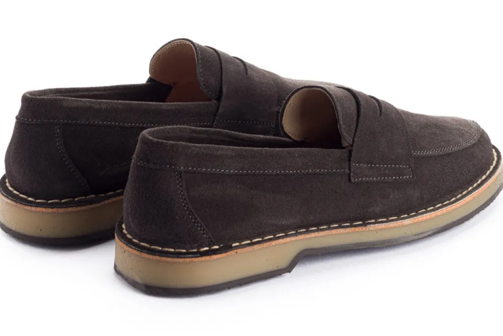 Abarca Shoes Zapatos De Piel^Mocasín Piel Serraje Gris