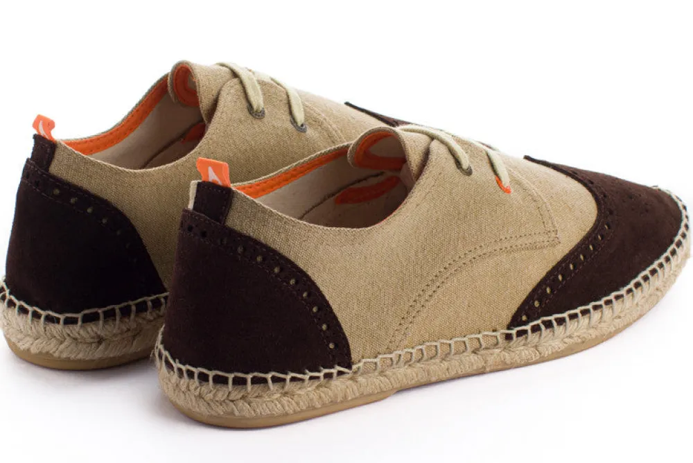 Abarca Shoes Alpargatas Oxford^Oxford Piel Beige + Chocolate