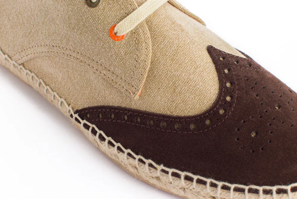 Abarca Shoes Alpargatas Oxford^Oxford Piel Beige + Chocolate