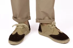 Abarca Shoes Alpargatas Oxford^Oxford Piel Beige + Chocolate