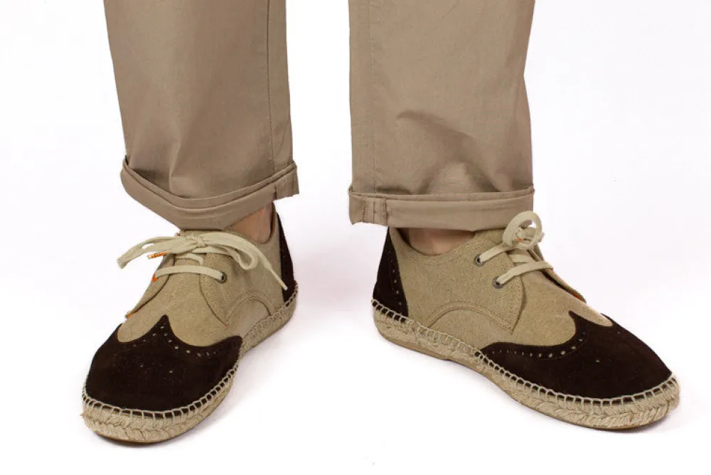 Abarca Shoes Alpargatas Oxford^Oxford Piel Beige + Chocolate