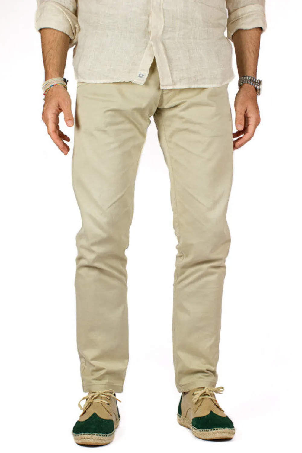 Abarca Shoes Alpargatas Oxford^Oxford Piel Beige + Esmeralda