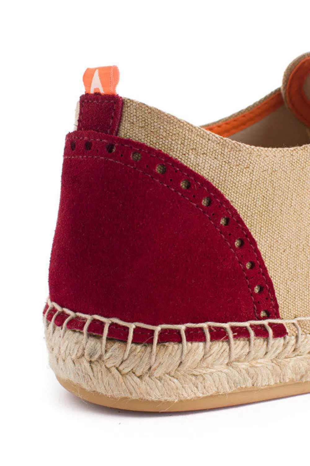 Abarca Shoes Alpargatas Oxford^Oxford Piel Beige + Rojo Ingles