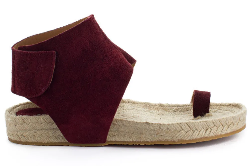 Abarca Shoes Alpargatas De Verano^Sandalias Piel Ibiza Granate