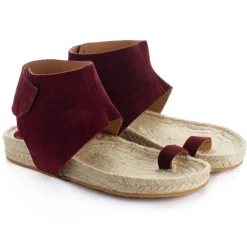 Abarca Shoes Alpargatas De Verano^Sandalias Piel Ibiza Granate