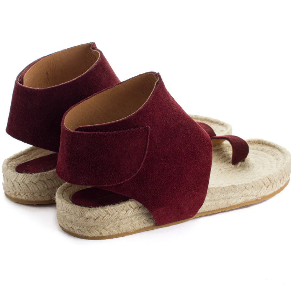 Abarca Shoes Alpargatas De Verano^Sandalias Piel Ibiza Granate