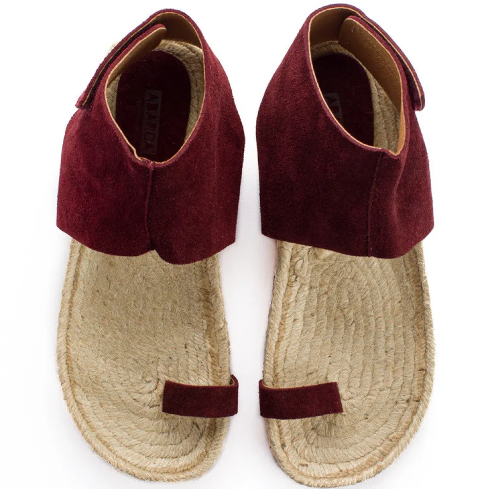 Abarca Shoes Sandalias Yute^Sandalias Piel Ibiza Granate