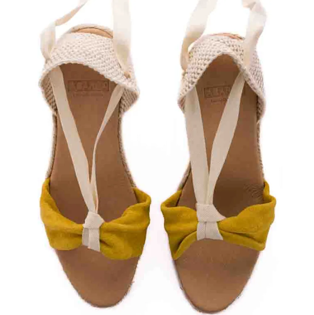 Abarca Shoes Alpargatas De Verano^Sicilia Cuna Cinta Piel Amarillo